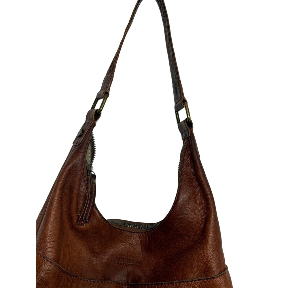 American Leather Co Brown Slouchy Hobo Bag Boho Chic Neutral Earthcore Vintage - Picture 5 of 16